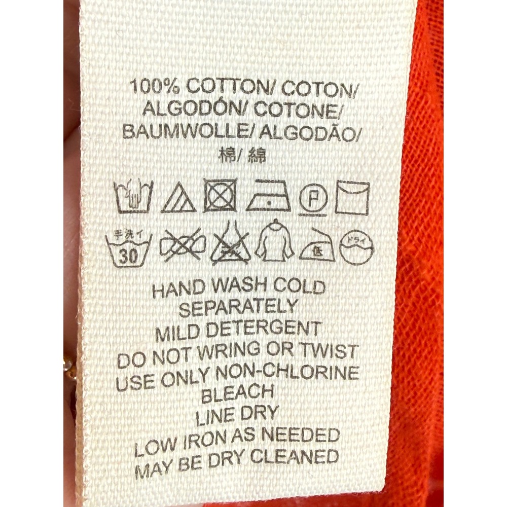 Free People Button Down Shirt Womens LG Orange Gauze Oversized Split Back Top - Picture 3 of 10